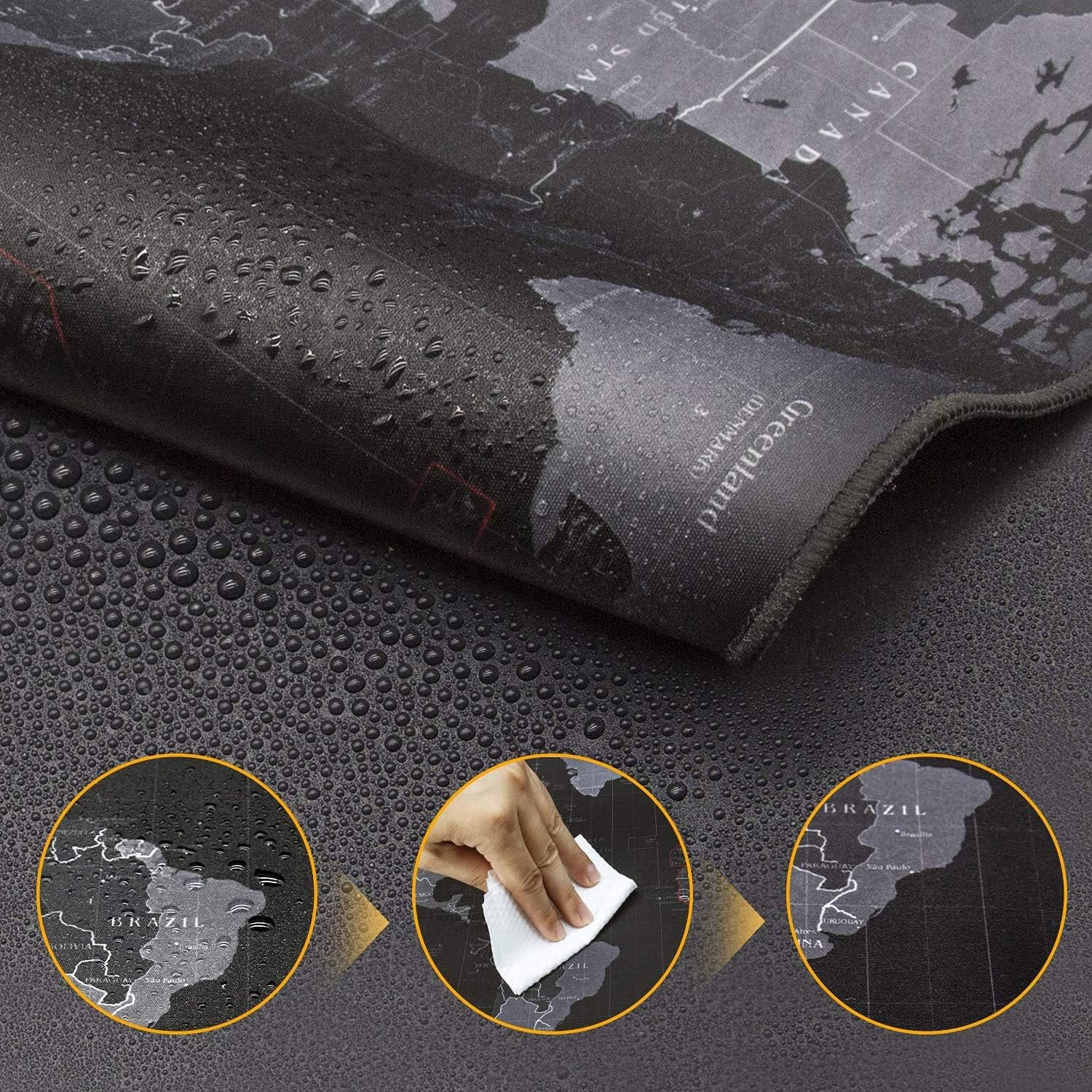 XXL Gaming Mouse Map Pad 900×400×3MM (35.40X15.74X0.12 Inch),With Non-Slip Base,Waterproof and Foldable Pad,Desktop Pad Suitable for Gamers,Suitable for Desktop,Office and Home,Black