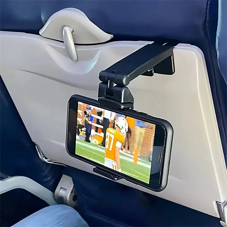 Foldable Adjustable  Phone Holder Stand Portable Travel Desk for Flight Train and Car Seats Rotatable Selfie Capable