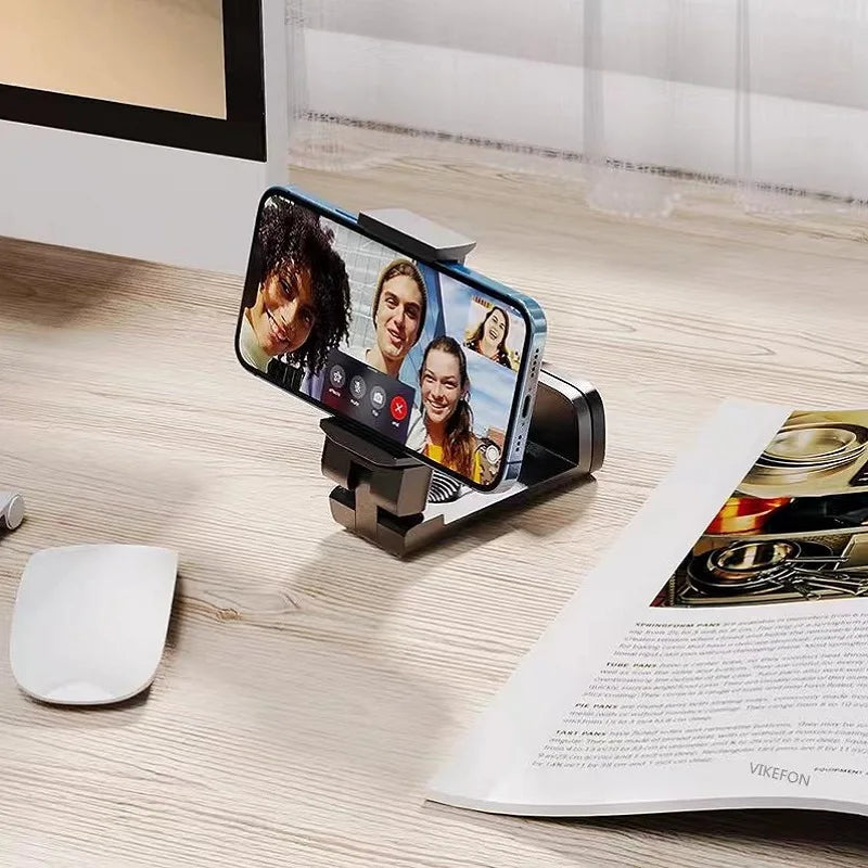 Foldable Adjustable  Phone Holder Stand Portable Travel Desk for Flight Train and Car Seats Rotatable Selfie Capable