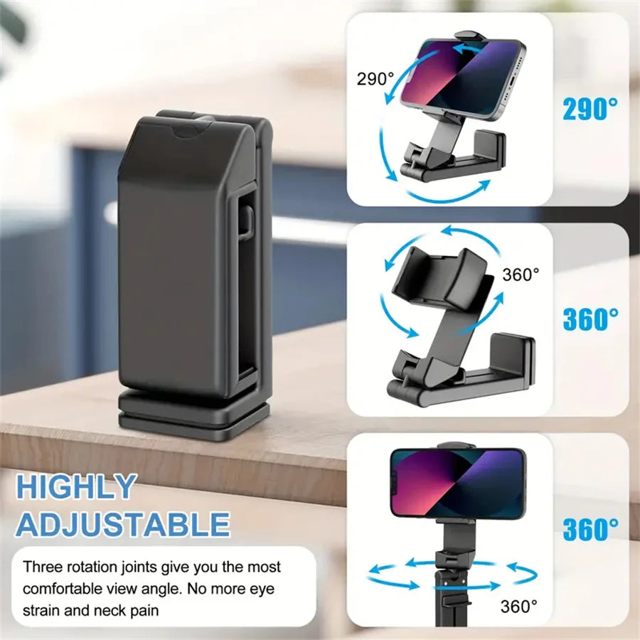 Foldable Adjustable  Phone Holder Stand Portable Travel Desk for Flight Train and Car Seats Rotatable Selfie Capable